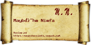 Mayböhm Nimfa névjegykártya